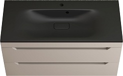 Style Line Тумба с кварцевой раковиной антрацит Остин 100 подвесная крем – фотография-1